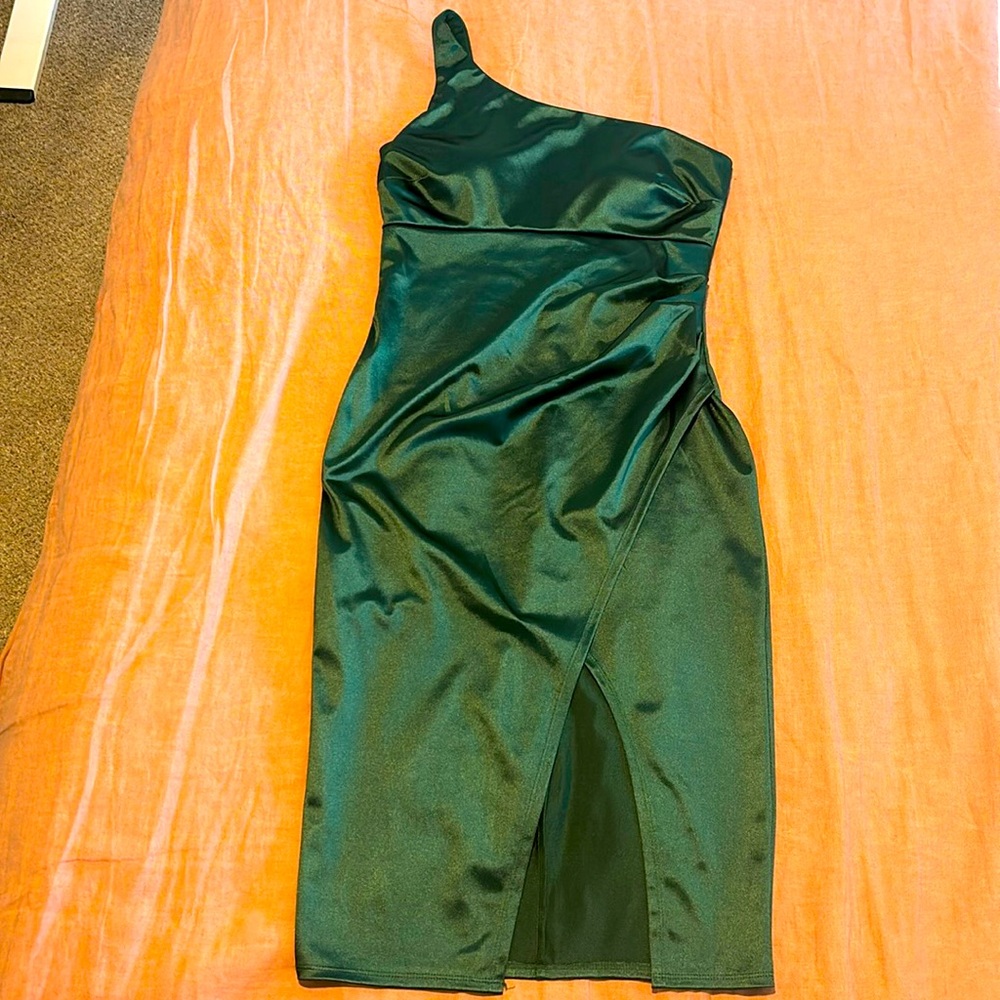 Emerald green evening dress